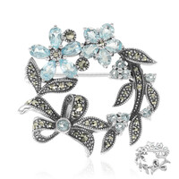 Sky Blue Topaz Silver Brooch