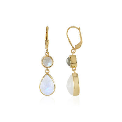Rainbow Moonstone Silver Earrings