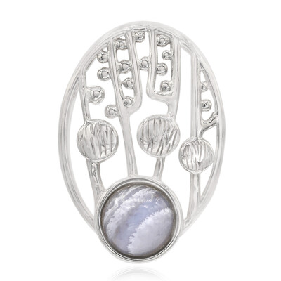 Blue Lace Agate Silver Pendant (MONOSONO COLLECTION)