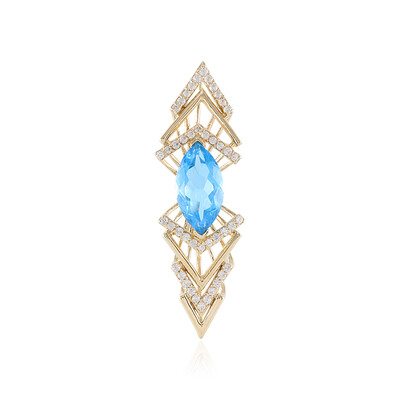 9K Swiss Blue Topaz Gold Pendant (de Melo)