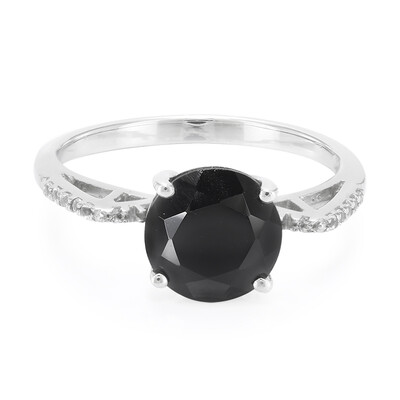 Black Spinel Silver Ring