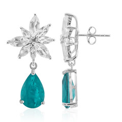 Blue Green Quartz Silver Earrings