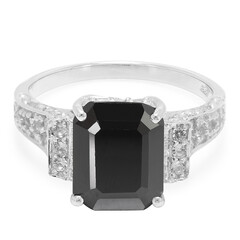 Black Spinel Silver Ring