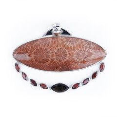Petrified Coral Silver Pendant