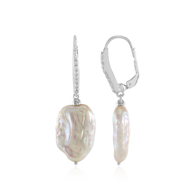White Freshwater Pearl Silver Earrings