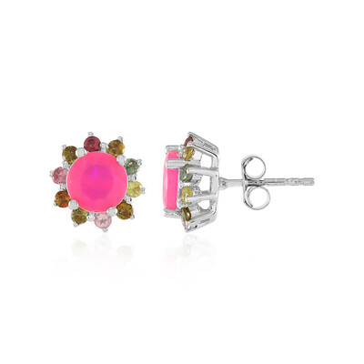 Pink Ethiopian Opal Silver Earrings