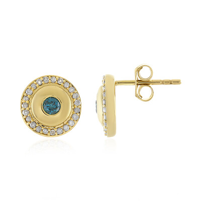 9K I4 Blue Diamond Gold Earrings