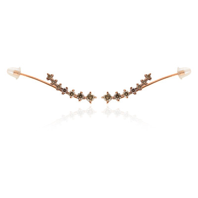 9K SI1 Argyle Rose De France Diamond Gold Earrings (Annette)