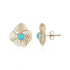 9K Sleeping Beauty Turquoise Gold Earrings (Ornaments by de Melo)