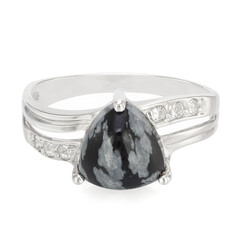 Snowflake Obsidian Silver Ring