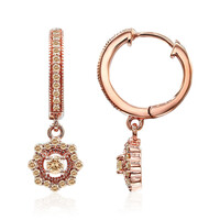 9K SI1 Argyle Rose De France Diamond Gold Earrings