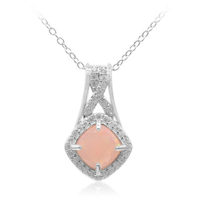 Pink Opal Silver Necklace