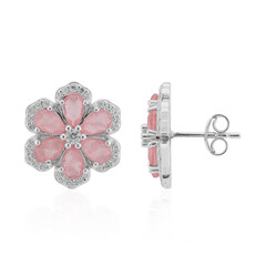 Pink Pastel Quartz Silver Earrings