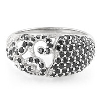Black Spinel Silver Ring