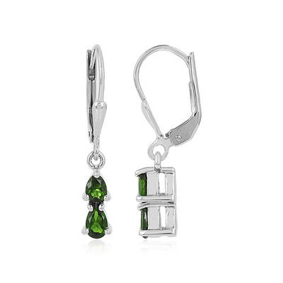 Russian Diopside Silver Earrings