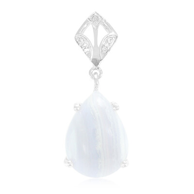Blue Lace Agate Silver Pendant