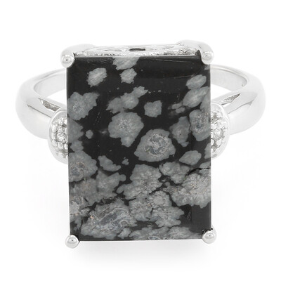 Snowflake Obsidian Silver Ring