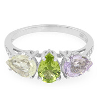 Mixed Gemstones Silver Ring
