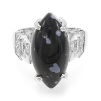 Snowflake Obsidian Silver Ring
