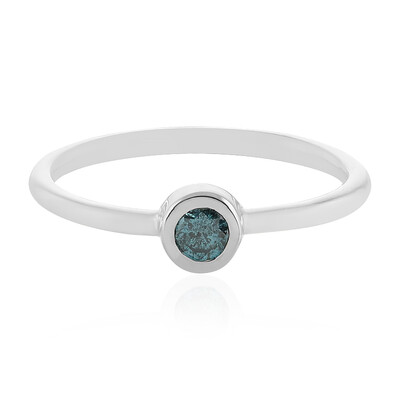 Blue Diamond Silver Ring