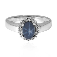 Blue Star Sapphire Silver Ring