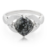 Snowflake Obsidian Silver Ring