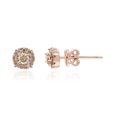 9K SI1 Argyle Rose De France Diamond Gold Earrings (Annette)
