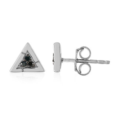 I2 Blue Diamond Silver Earrings