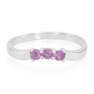 Unheated Ceylon Purple Sapphire Silver Ring