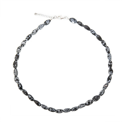 Snowflake Obsidian Silver Necklace
