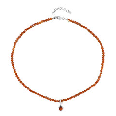 Hessonite Garnet Silver Necklace