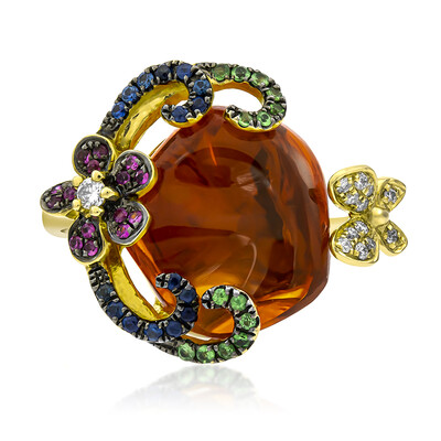 18K Mexican Fire Opal Gold Ring (AMAYANI)
