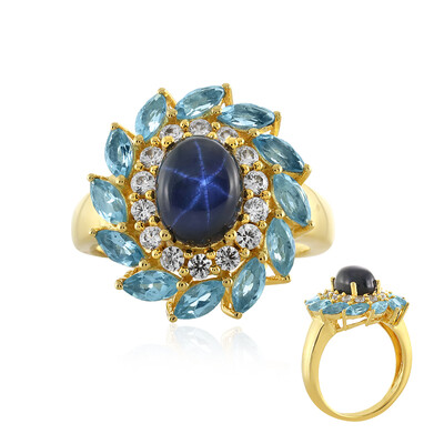 Blue Star Sapphire Silver Ring
