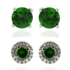 Russian Diopside Silver Earrings