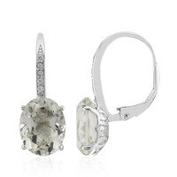 Green Amethyst Silver Earrings