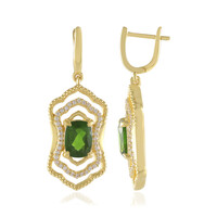 Russian Diopside Silver Earrings