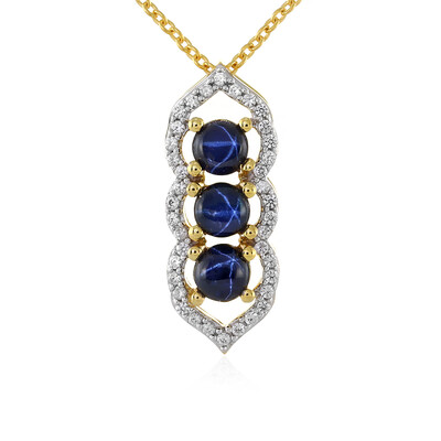 Blue Star Sapphire Silver Necklace