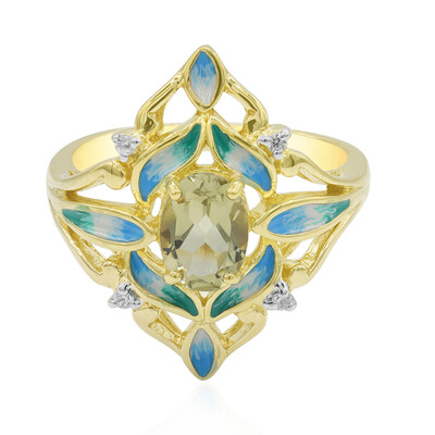 Olive Quartz Silver Ring