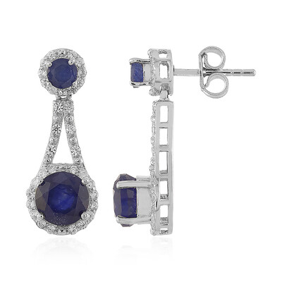 Madagascar Blue Sapphire Silver Earrings