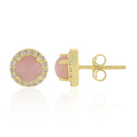Pink Opal Silver Earrings