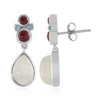 Rainbow Moonstone Silver Earrings