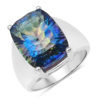 Mystic Blue Quartz Silver Ring