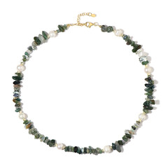 Moss Agate Silver Necklace (Riya)