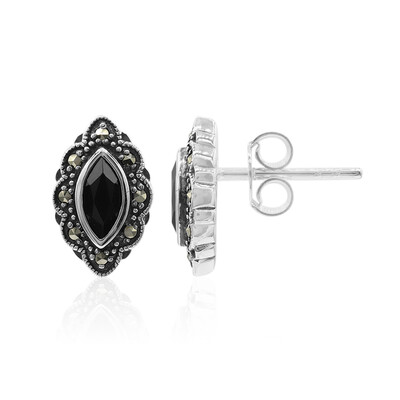 Black Spinel Silver Earrings