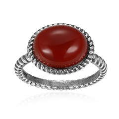 Red Agate Silver Ring
