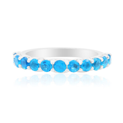 Neon Blue Apatite Silver Ring