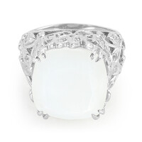 White Moonstone Silver Ring