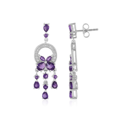 Zambian Amethyst Silver Earrings