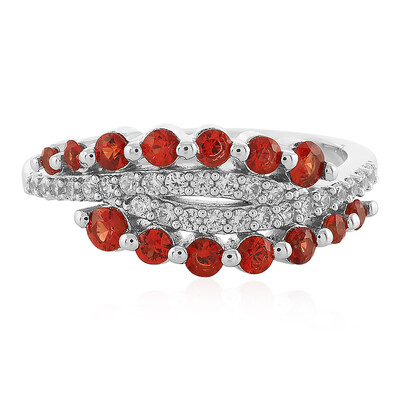Sunset Ruby Silver Ring