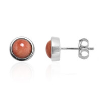 Orange Spiny Oyster Shell Silver Earrings